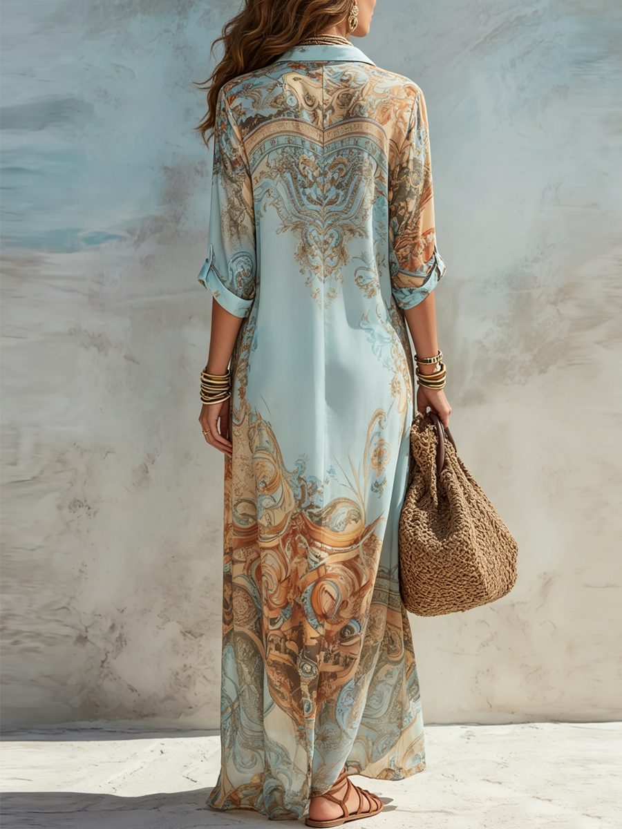 Lorna | Mediterranean Maxi Shirt Dress