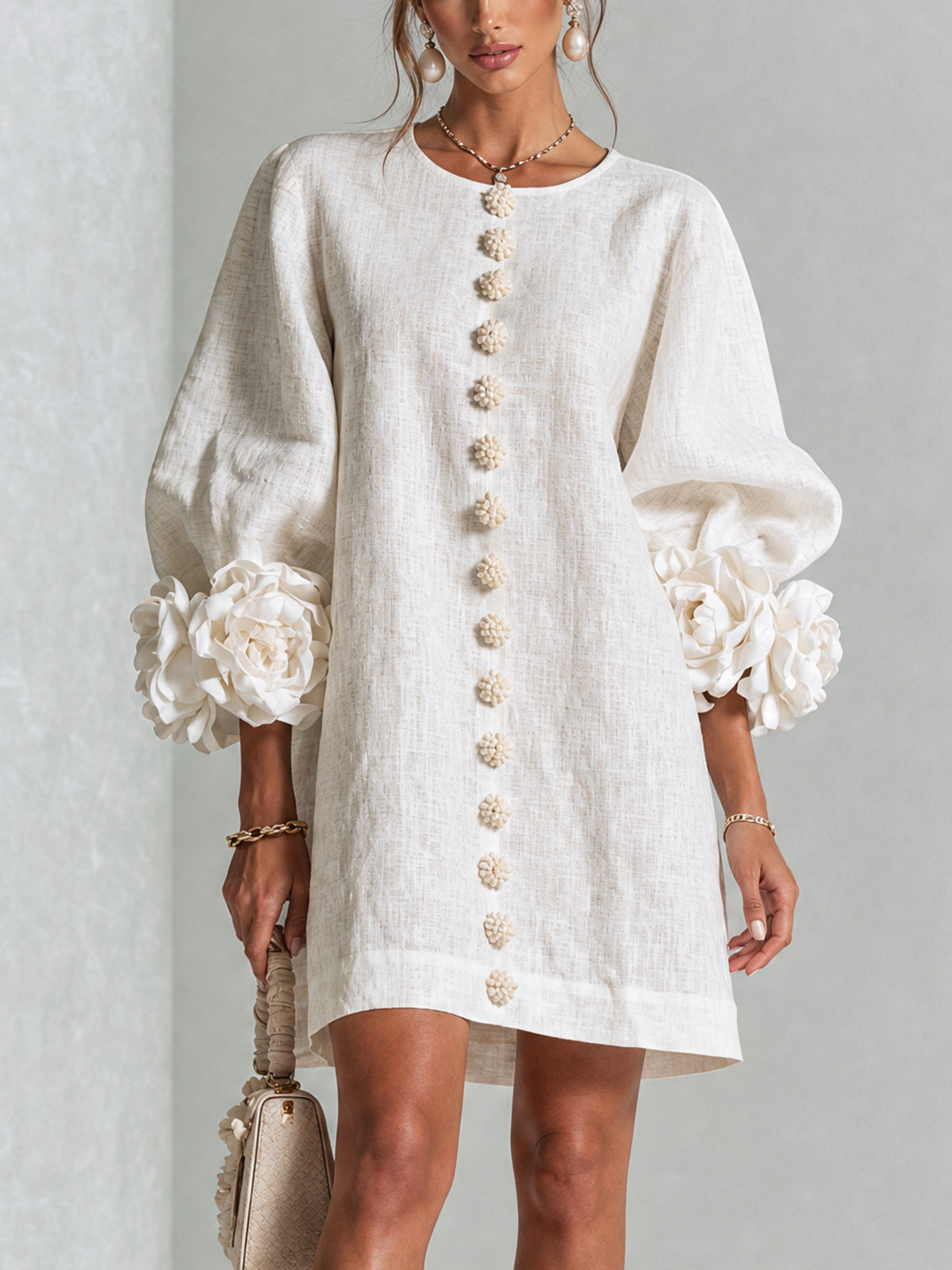 Florence™ | Abito Mini a Fiori con Bottone