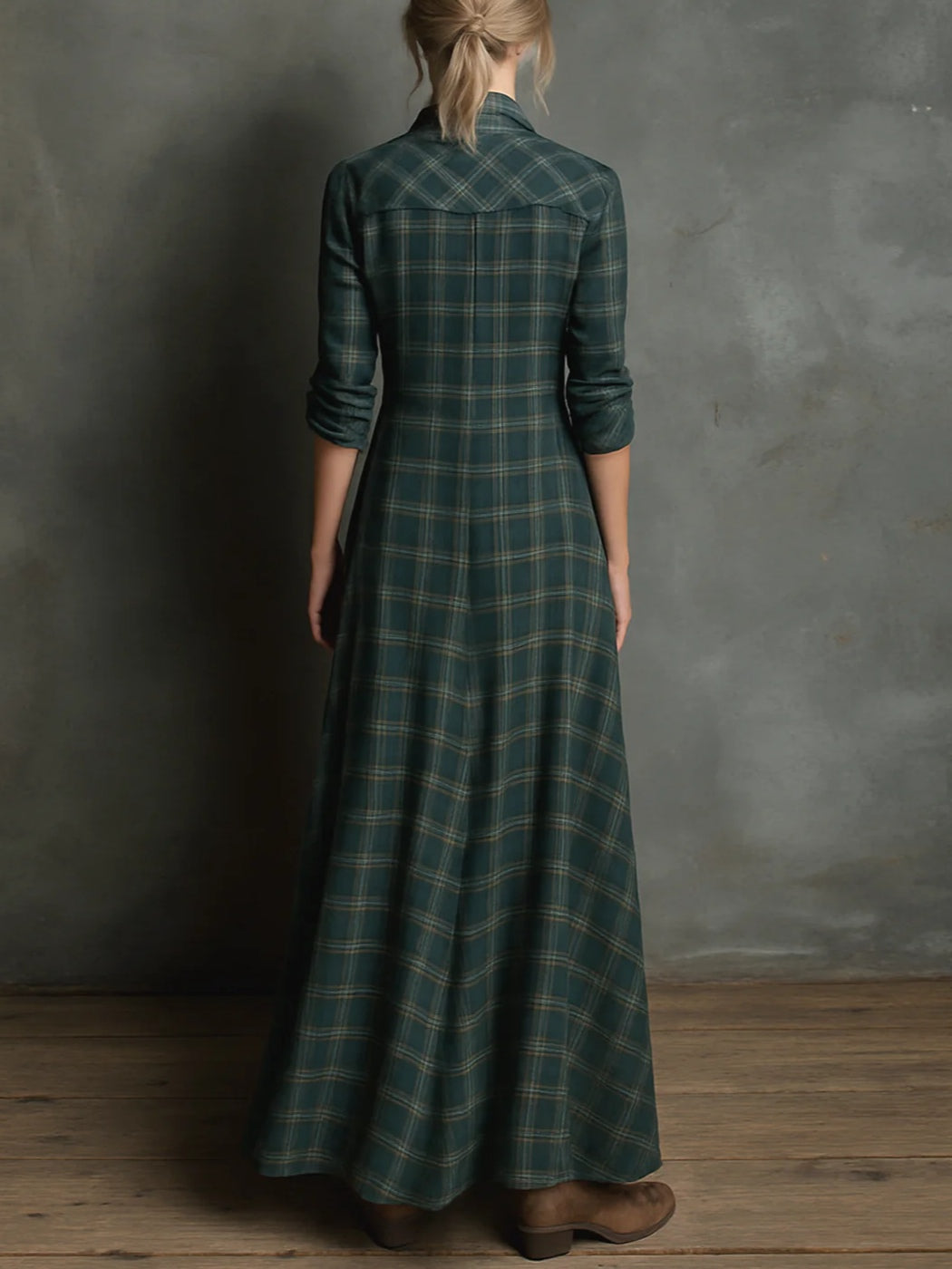 Madison | Long Shirt Dress with Checked Collar