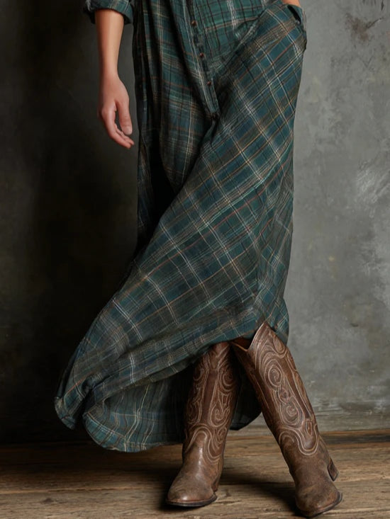 Madison | Long Shirt Dress with Checked Collar