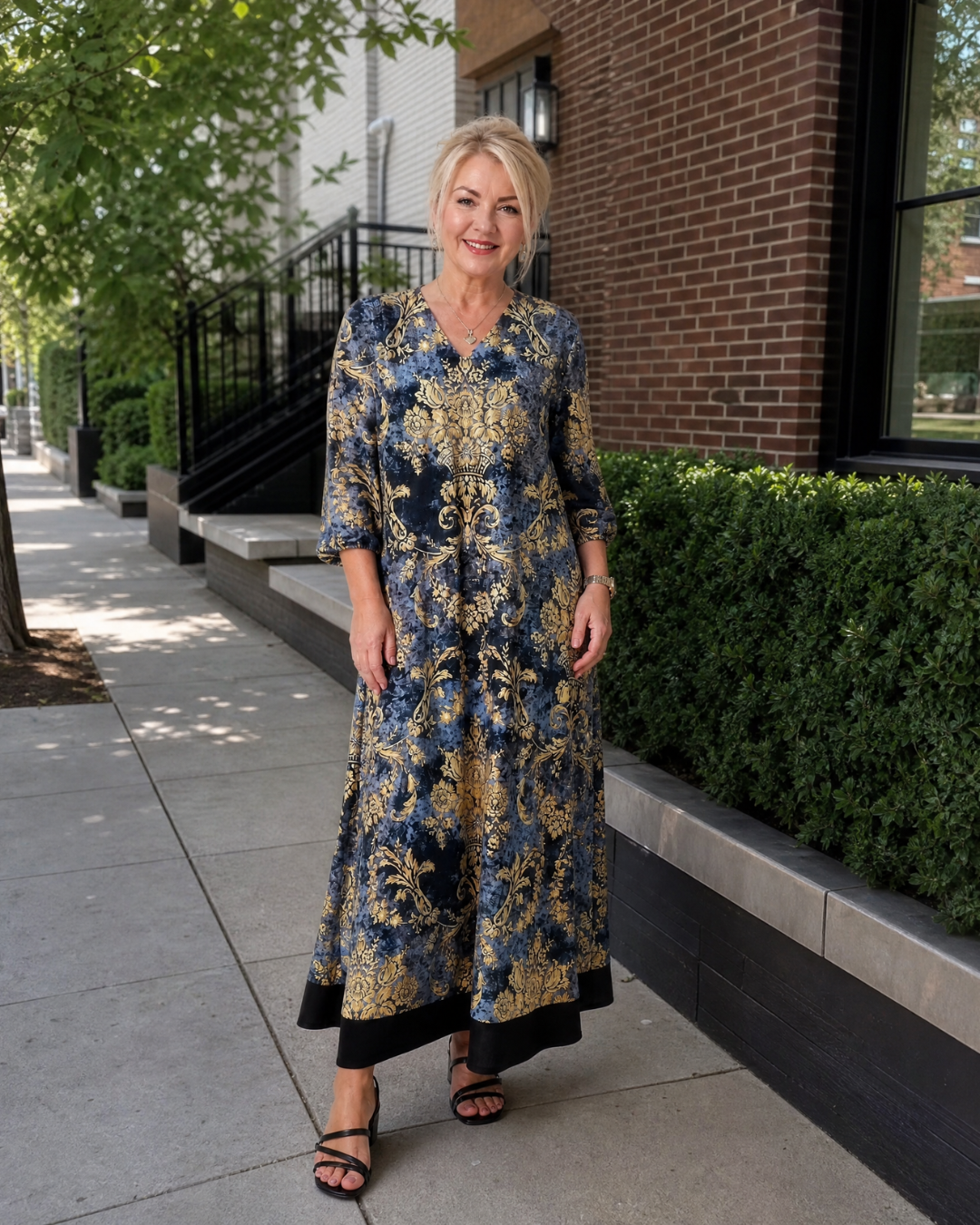 Adelheid | Abito midi boho con stampa floreale artistica