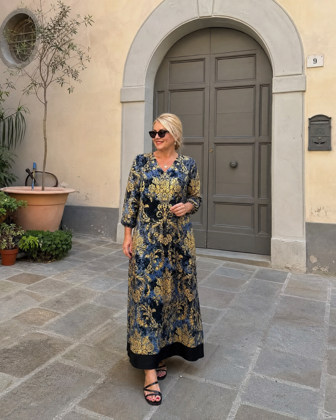 Adelheid | Abito midi boho con stampa floreale artistica