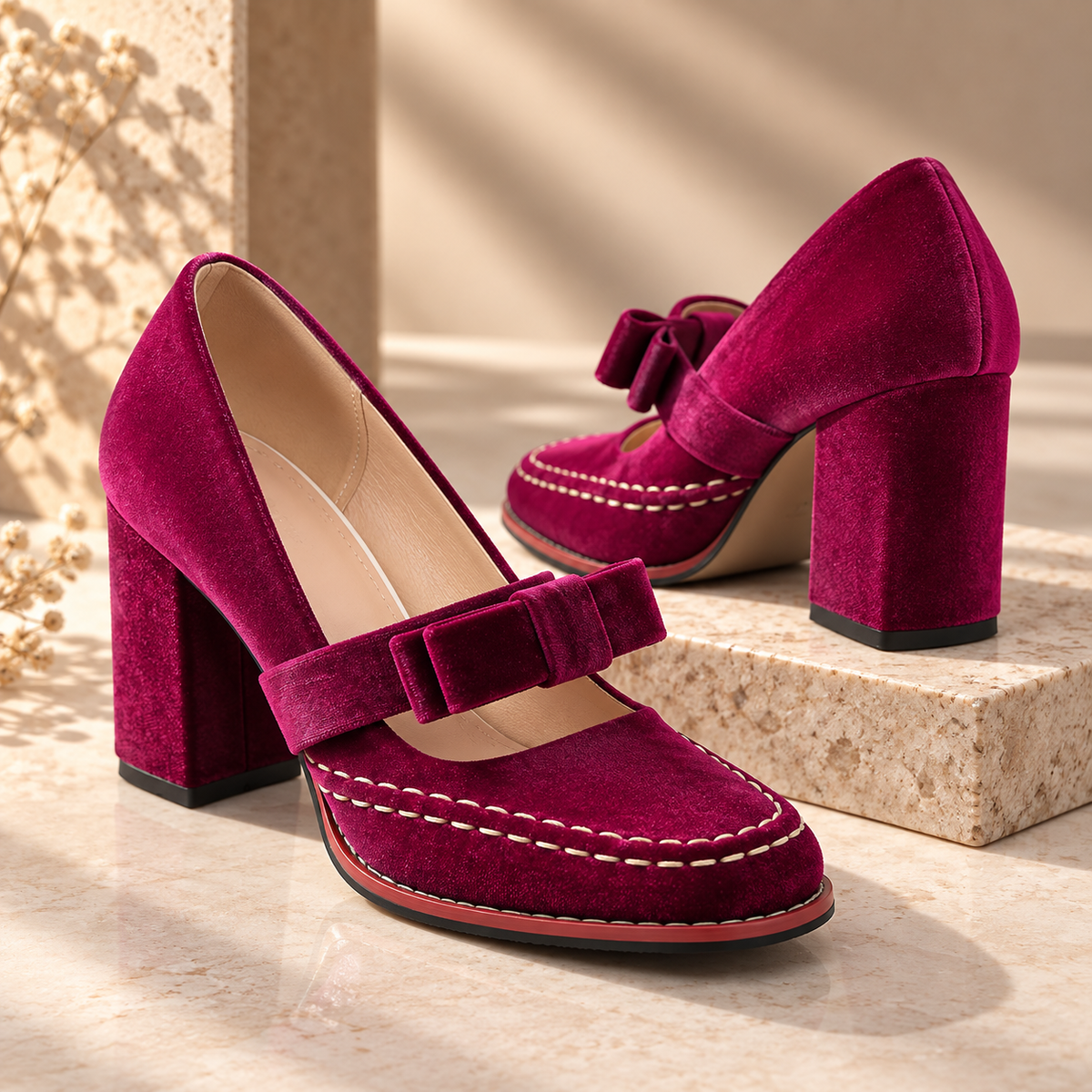 Bella Velvet Mary Jane Heels