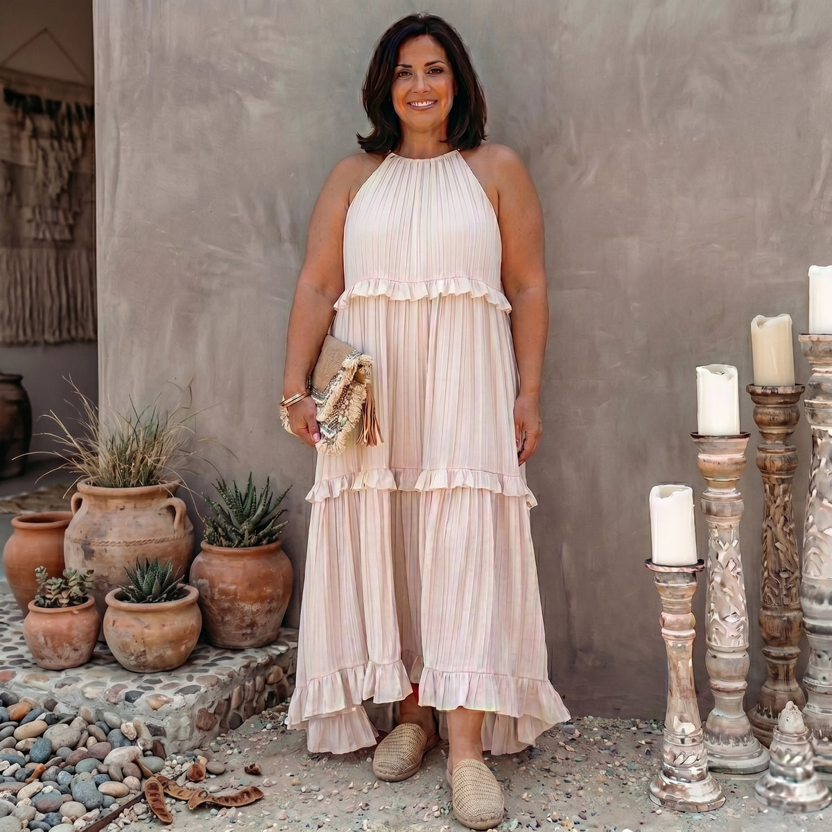 Amalia | Pleated Maxi Dress