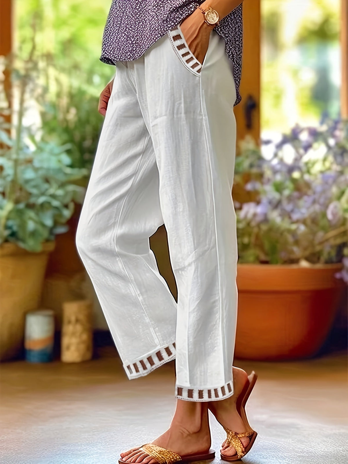 Wren | Cropped Trousers with Contrast Detail