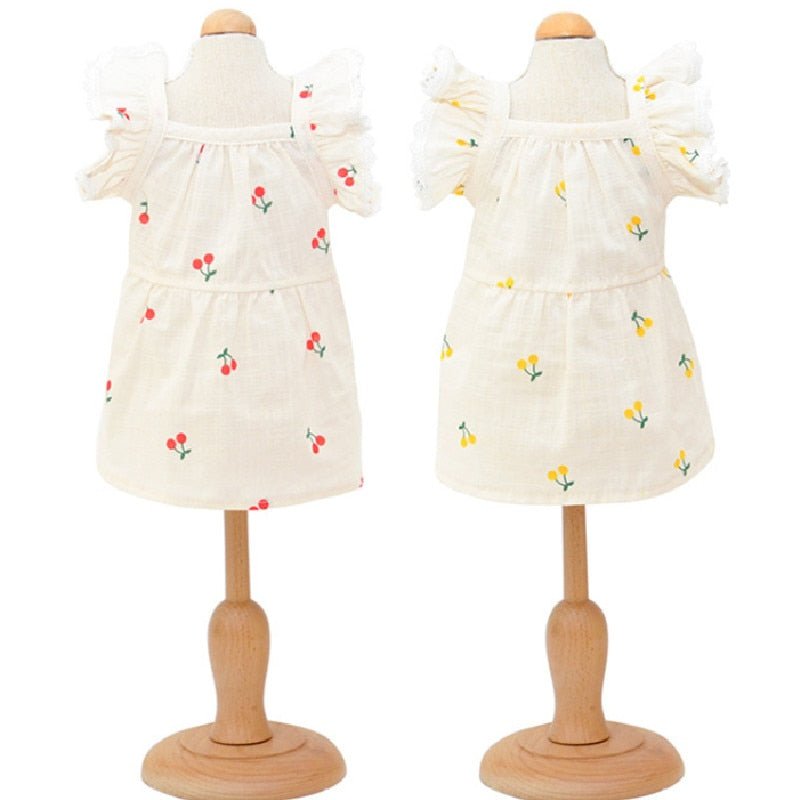 Cherry Print Pet Dress & Hat