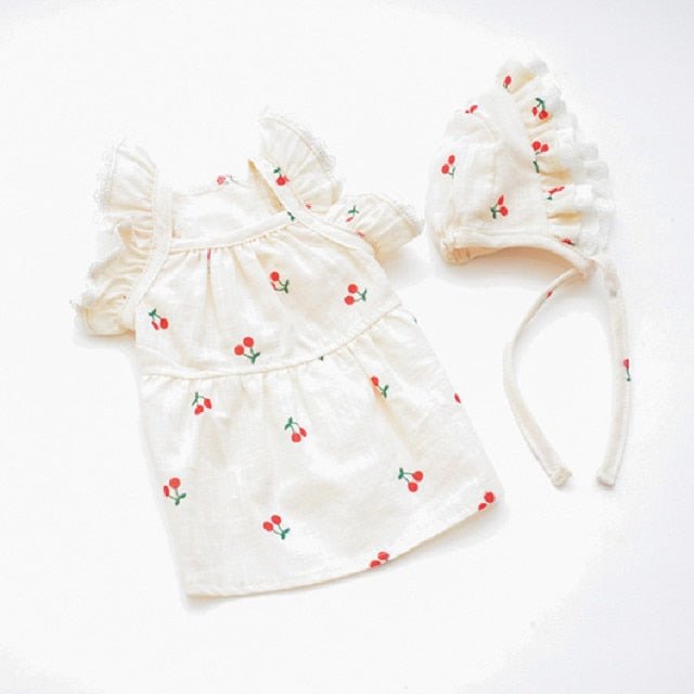 Cherry Print Pet Dress & Hat