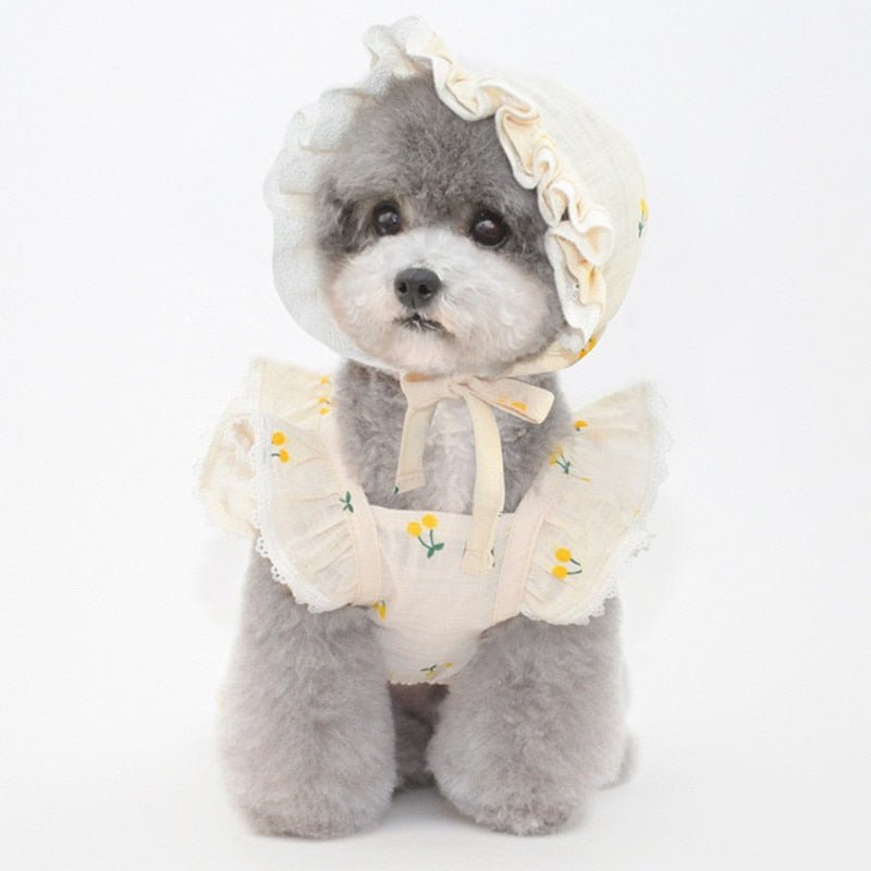 Cherry Print Pet Dress & Hat