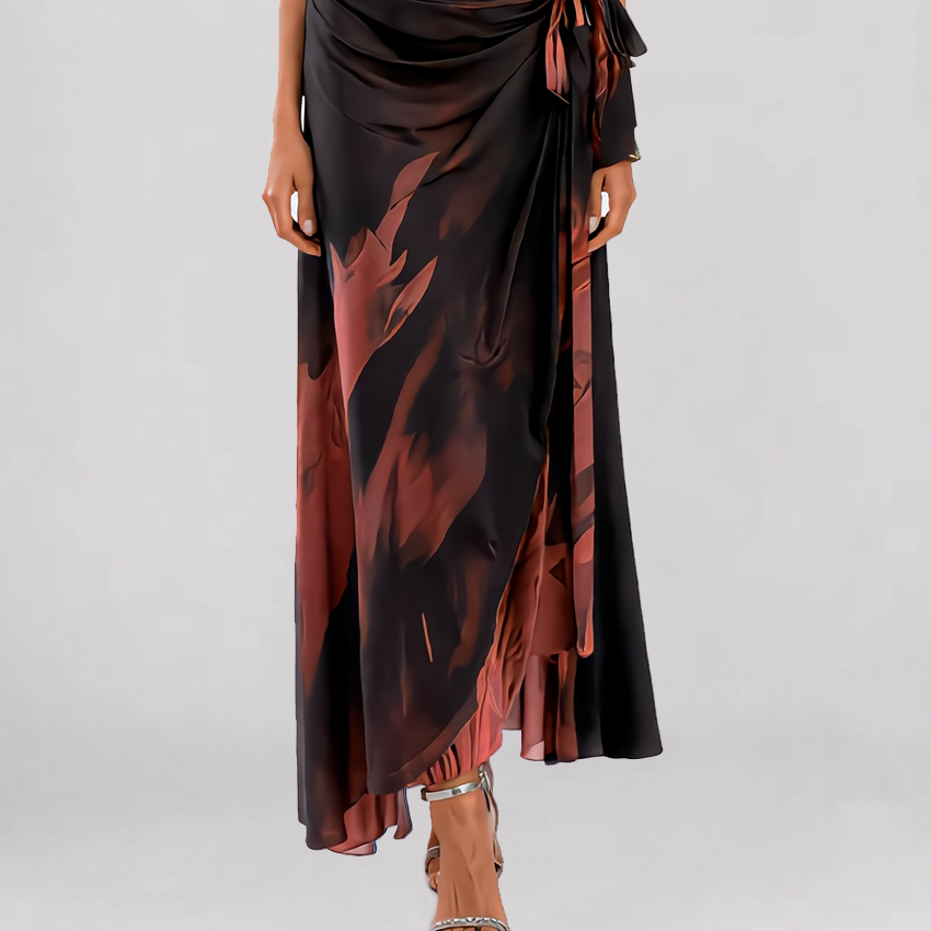 Allison Watercolor Wrap Dress | Copper Amber