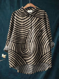 Camicia da Donna in Lino con Motivo Lineare Circolare
