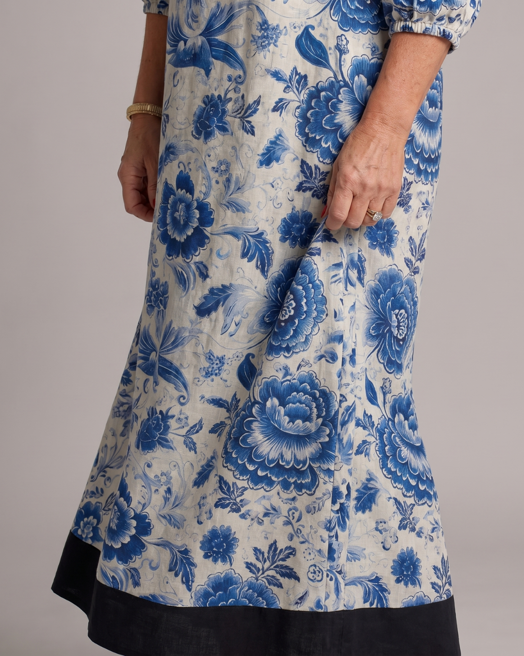 Elisabeth | Abito midi boho con stampa floreale in porcellana