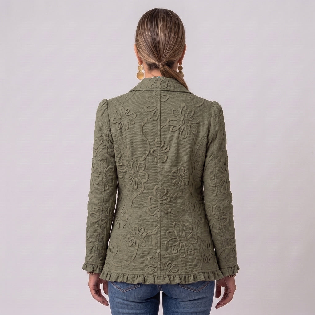 Kamberly™ | Giacca Utility Ricamata a Fiori Boho-Chic con Volant