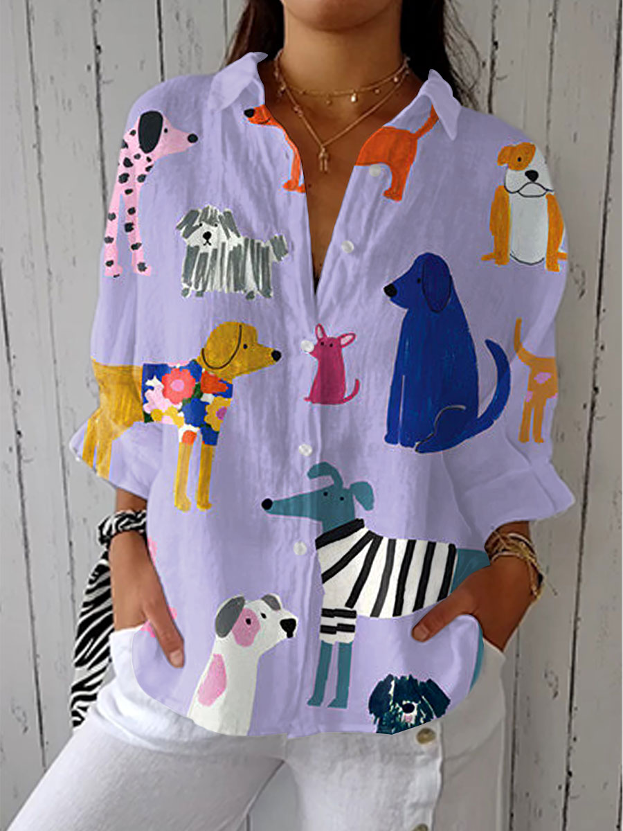 Firenze | Playful Dog Print Blouse