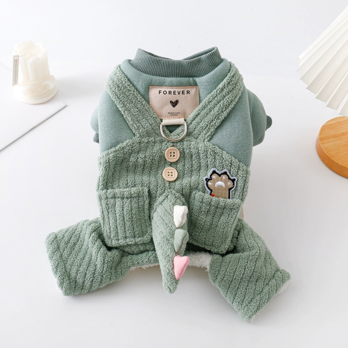 DinoTail Plush Dog Jumpsuit