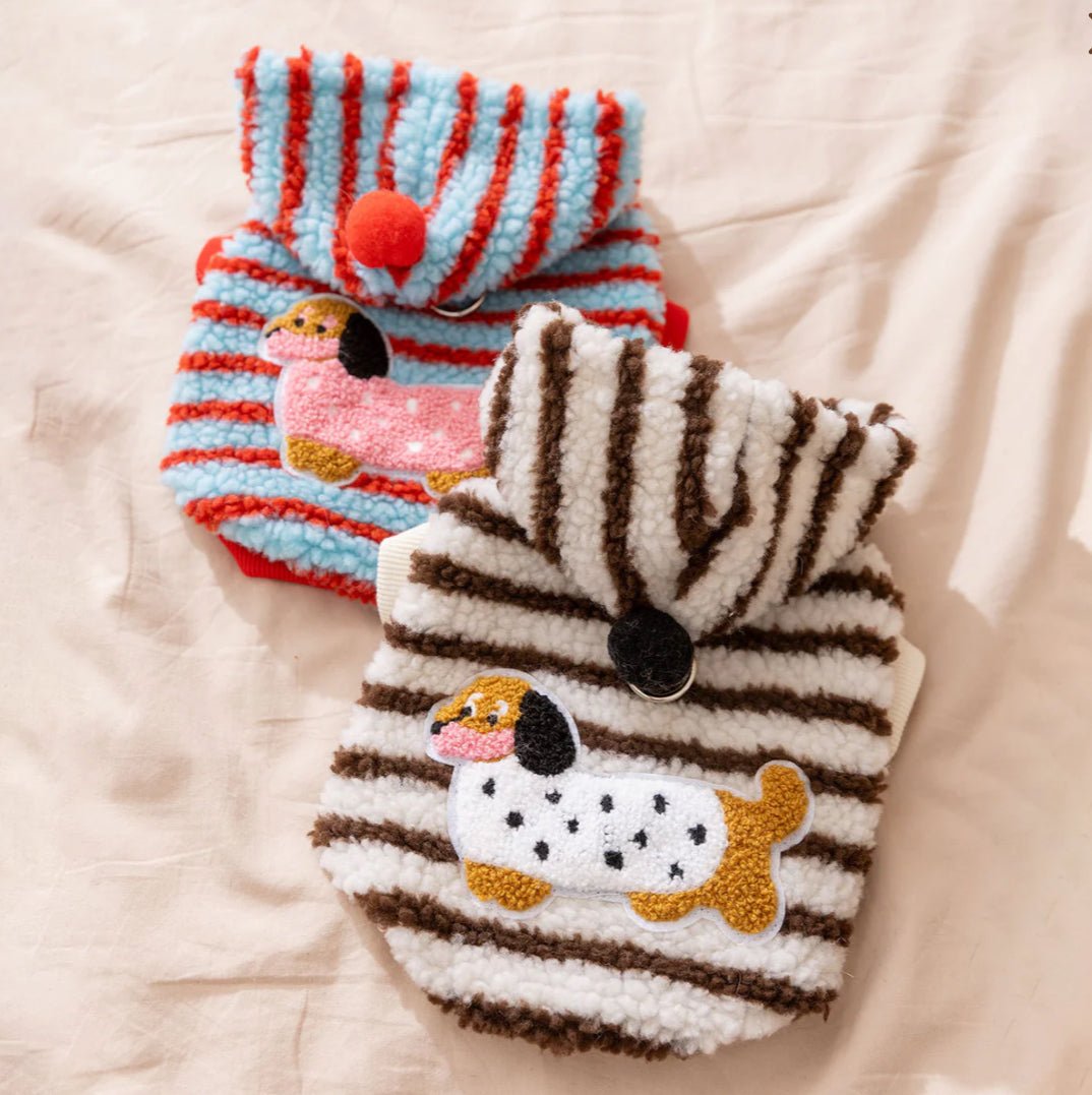 Striped Fleece Pet Harness Hoodie