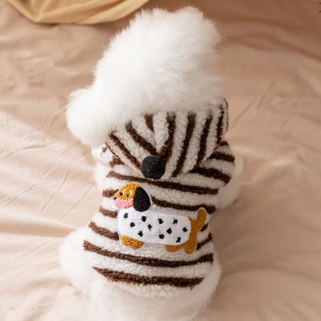 Striped Fleece Pet Harness Hoodie