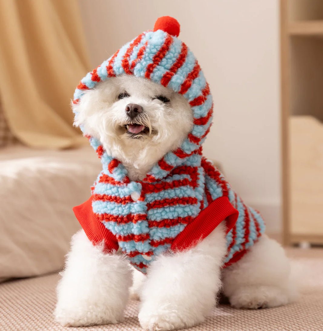 Striped Fleece Pet Harness Hoodie