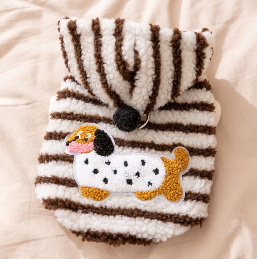 Striped Fleece Pet Harness Hoodie