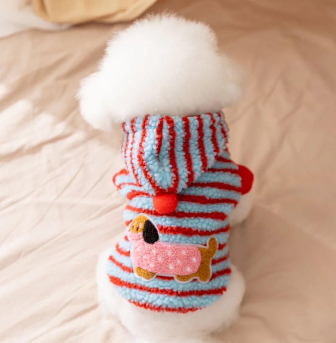 Striped Fleece Pet Harness Hoodie