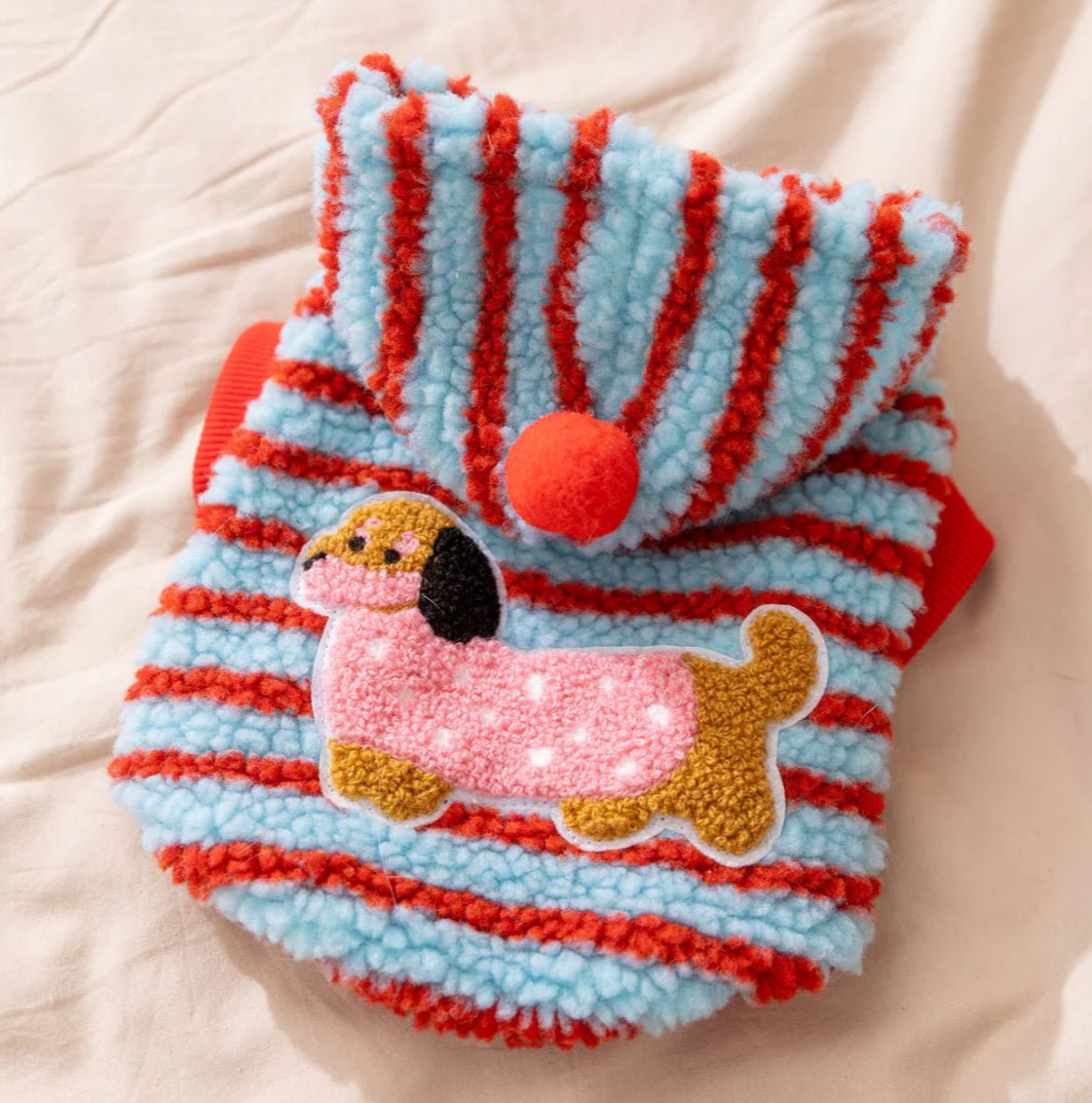 Striped Fleece Pet Harness Hoodie