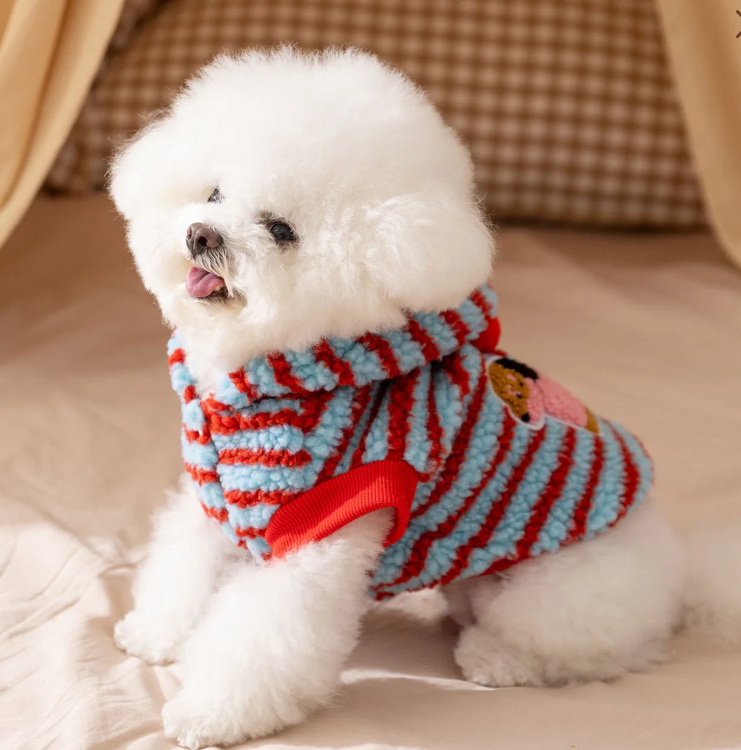 Striped Fleece Pet Harness Hoodie