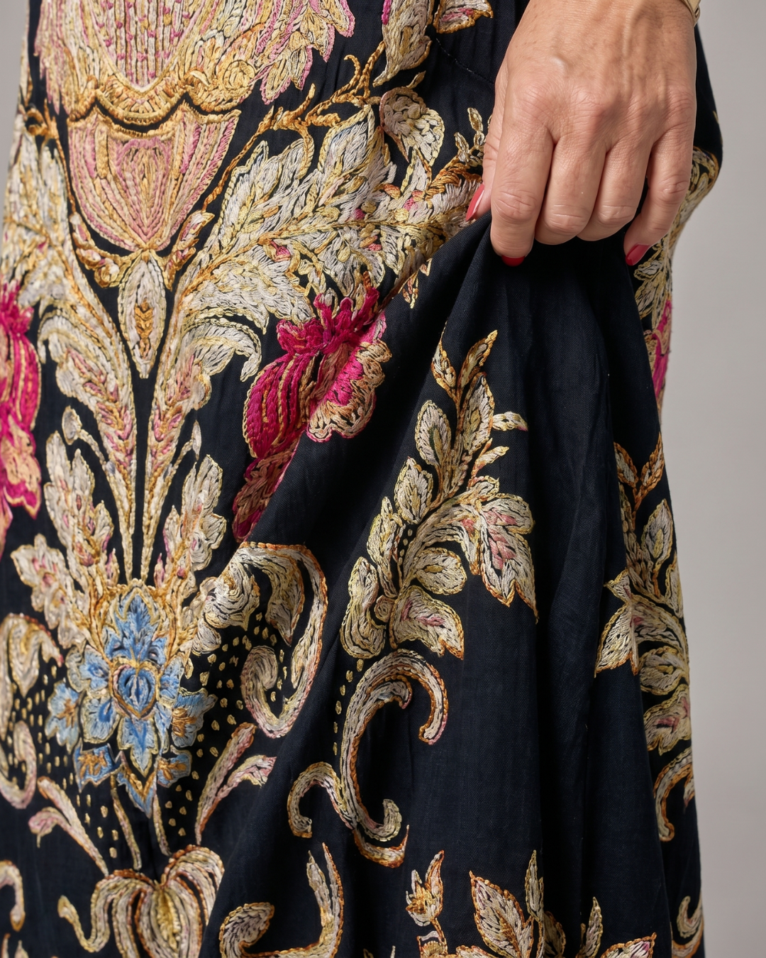 Frieda | Abito midi boho con stampa vintage artistica