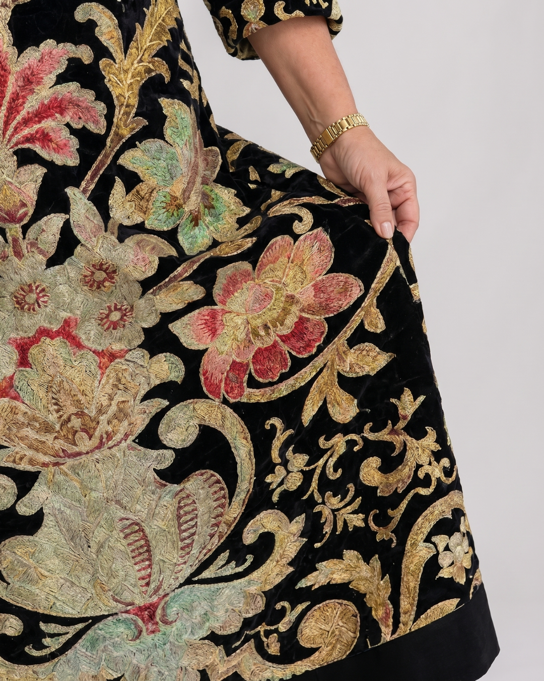 Gisela | Abito midi boho con motivo vintage e tasche