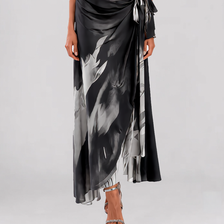 Allison Watercolor Wrap Dress | Eclipse Silver