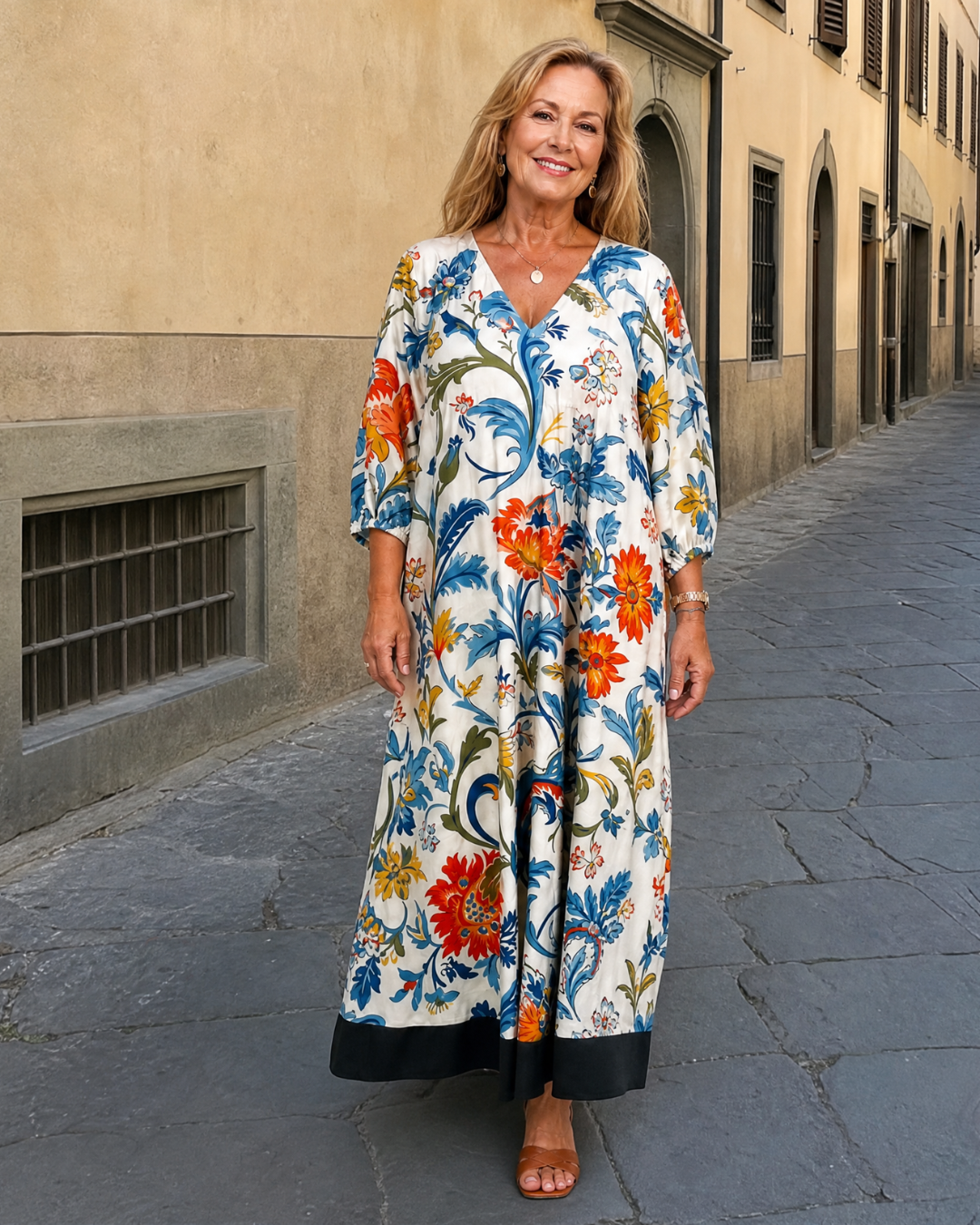 Hanna | Abito midi boho con stampa botanica