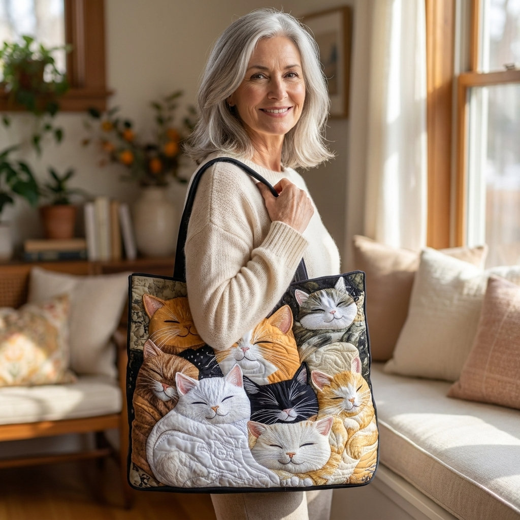 Borsa Artigianale Trapuntata - Gattini Che Dormono