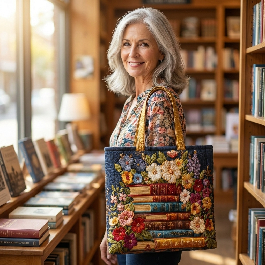 Borsa Artigianale - Stampa Floreale e Libri