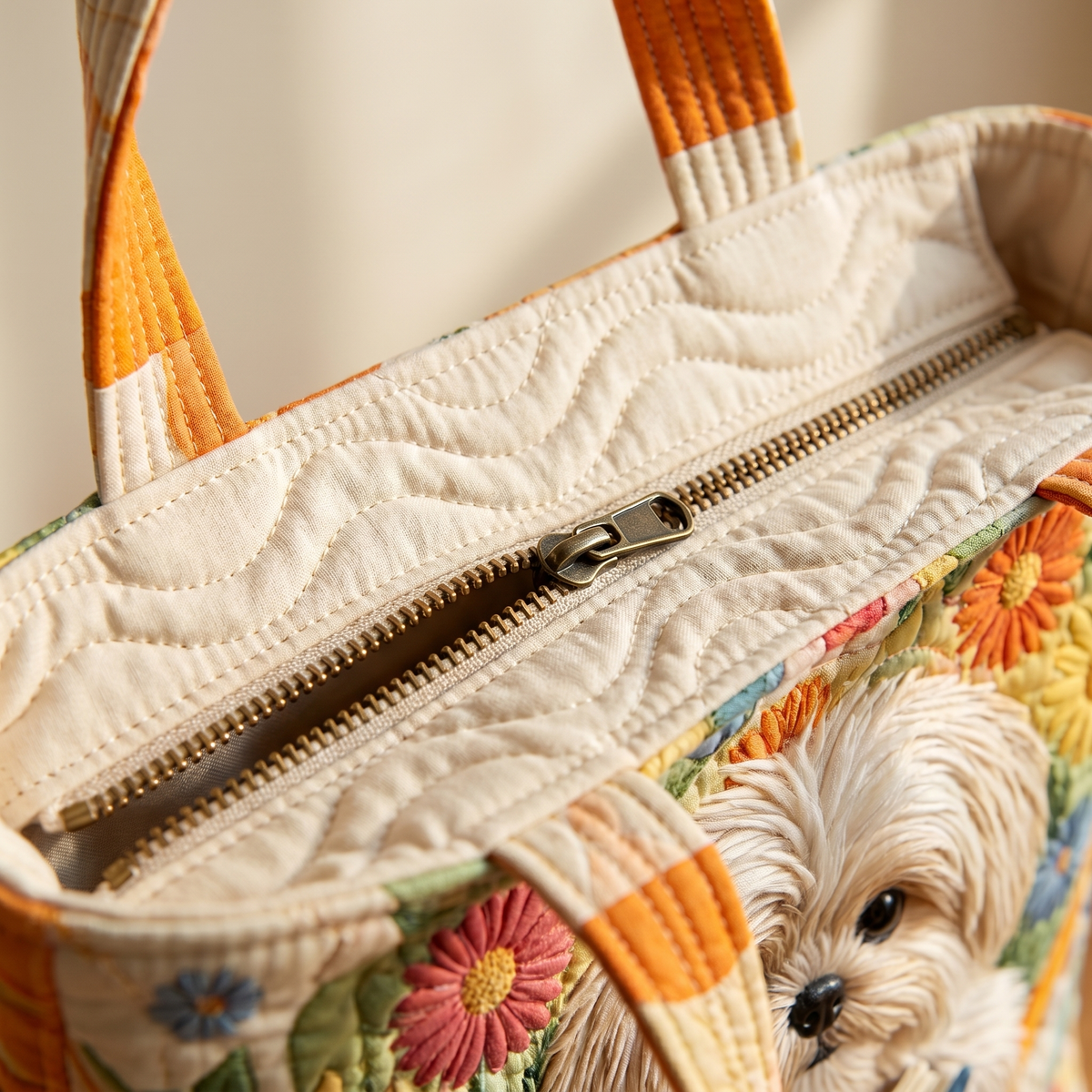 Borsa Artigianale - Shih Tzu con Libri e Fiori