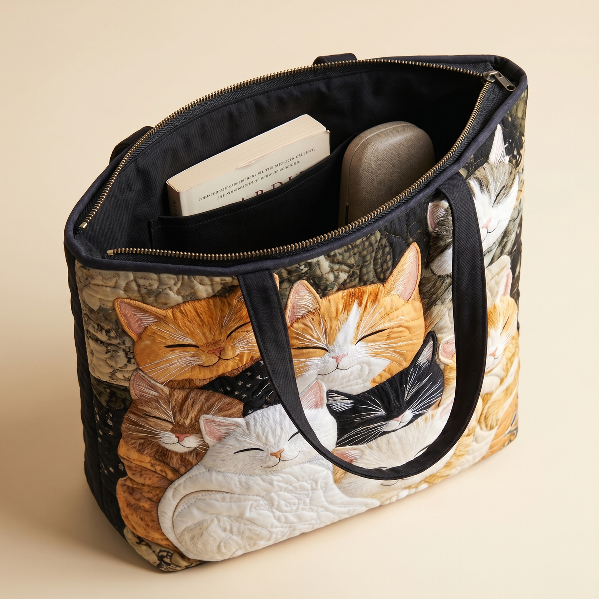 Borsa Artigianale Trapuntata - Gattini Che Dormono