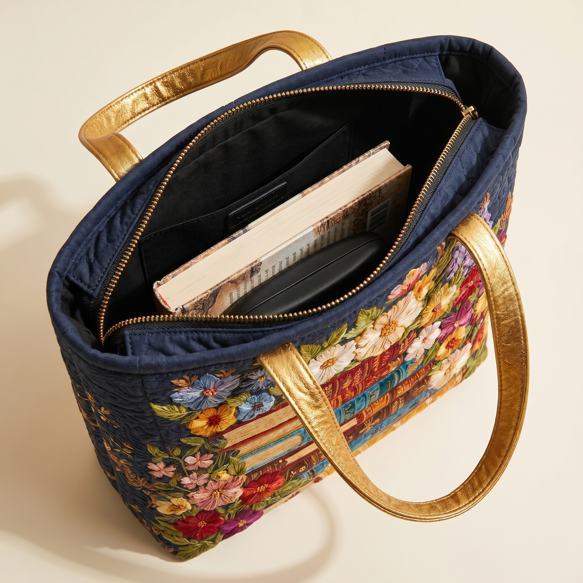 Borsa Artigianale - Stampa Floreale e Libri