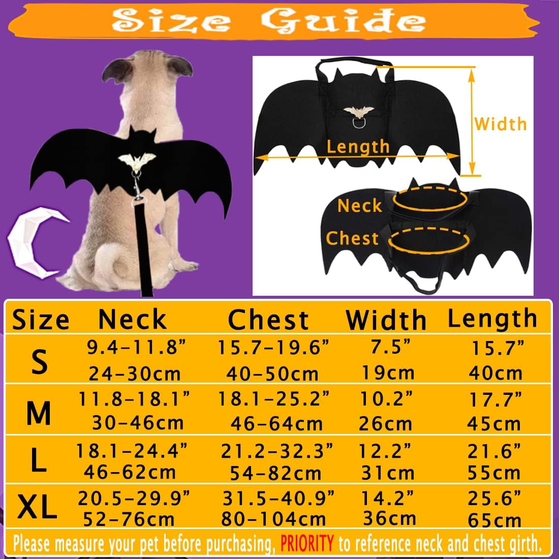 Bat Wings Dog Costume