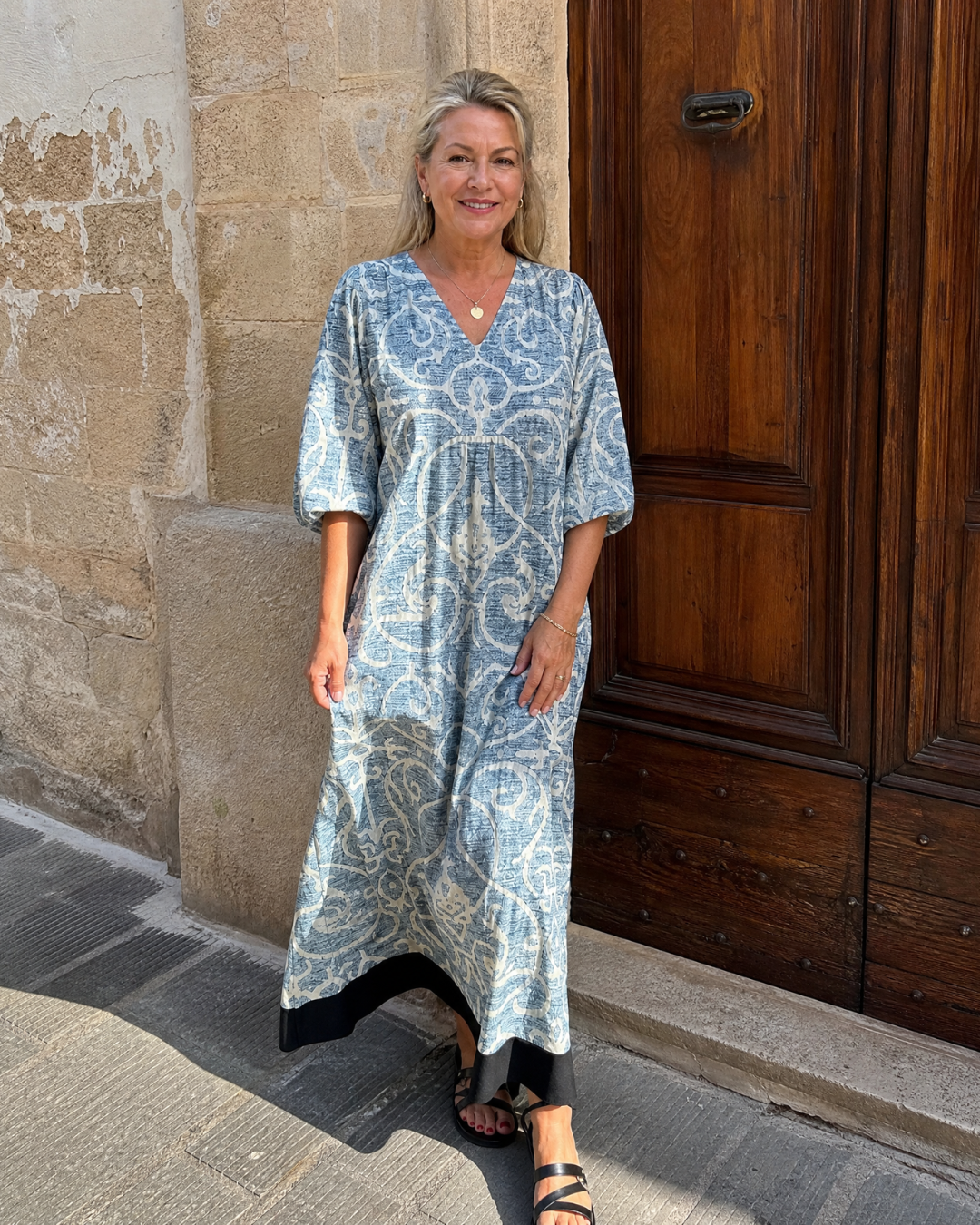 Luise | Abito midi boho con stampa vintage a rami