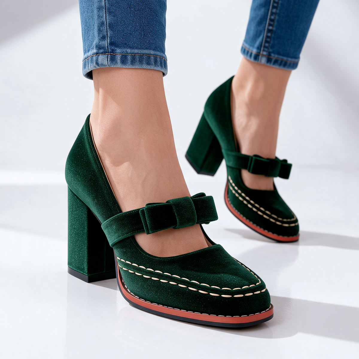 Bella Velvet Mary Jane Heels