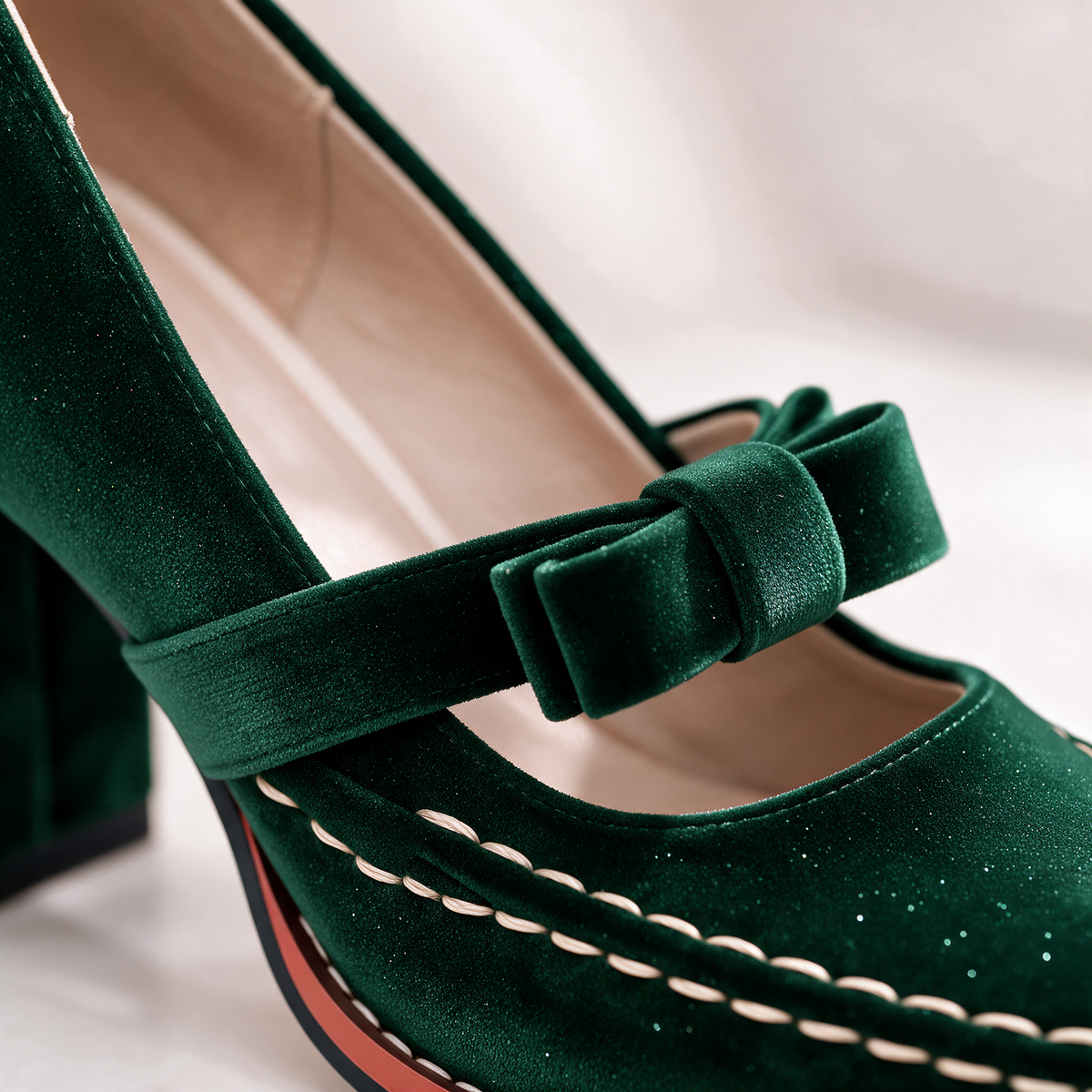 Bella Velvet Mary Jane Heels
