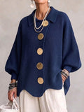 Cardigan lavorato a maglia con colletto oversize e grandi bottoni metallici