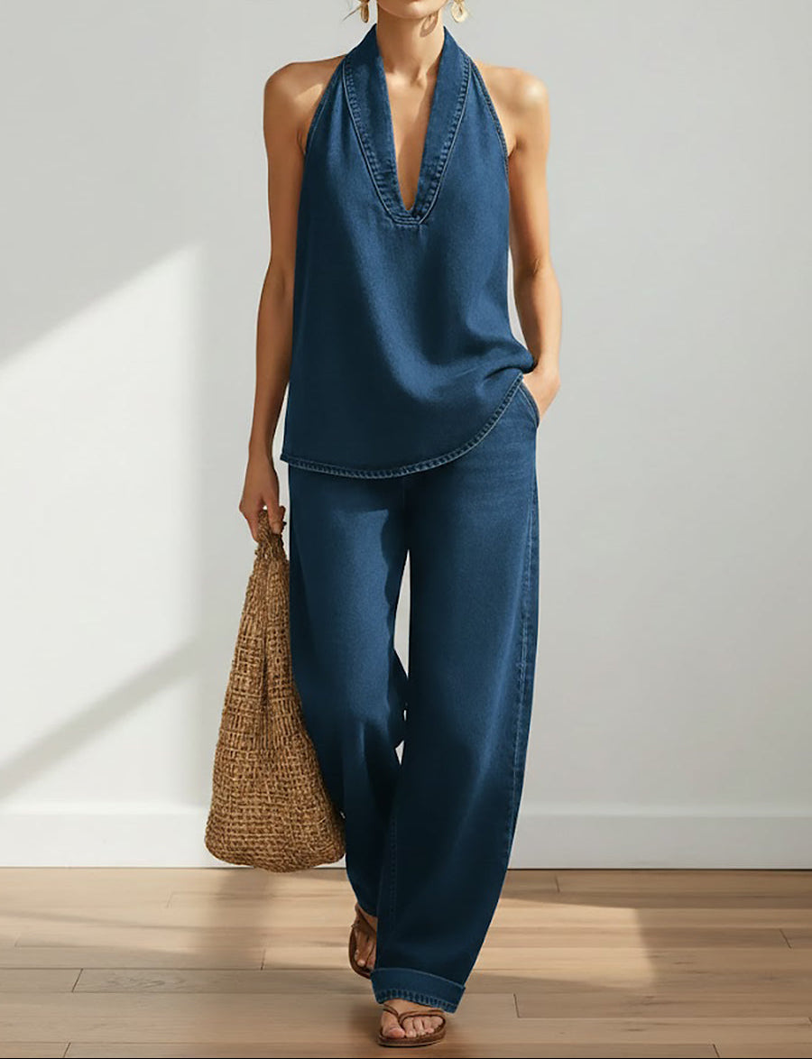 Saylor - Set Due Pezzi in Denim Lavato Vintage