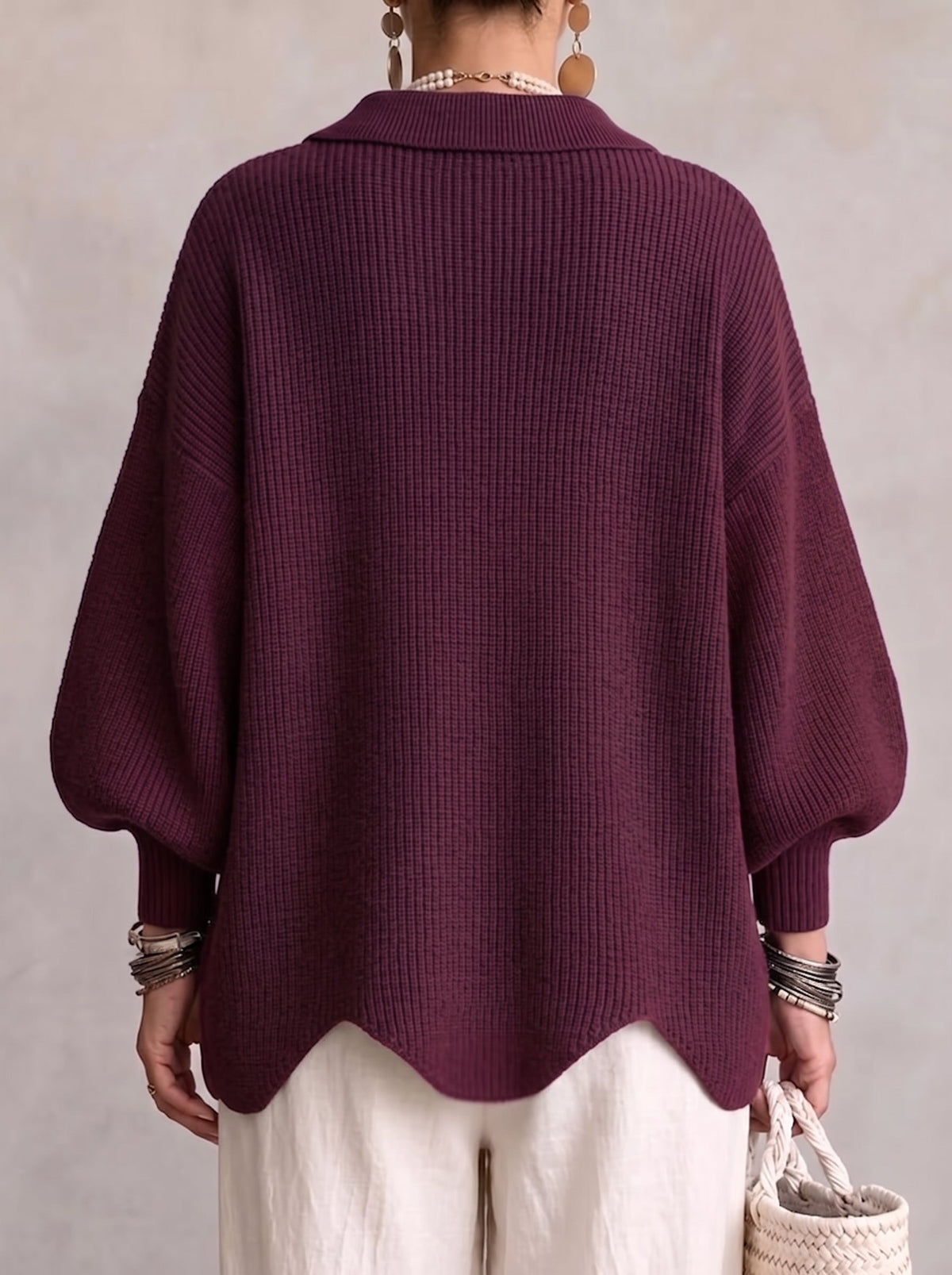 Cardigan lavorato a maglia con colletto oversize e grandi bottoni metallici