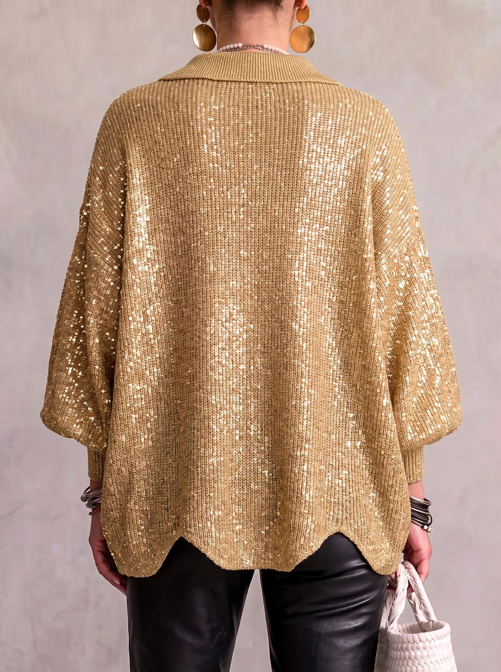 Cardigan lavorato a maglia con colletto oversize e grandi bottoni metallici
