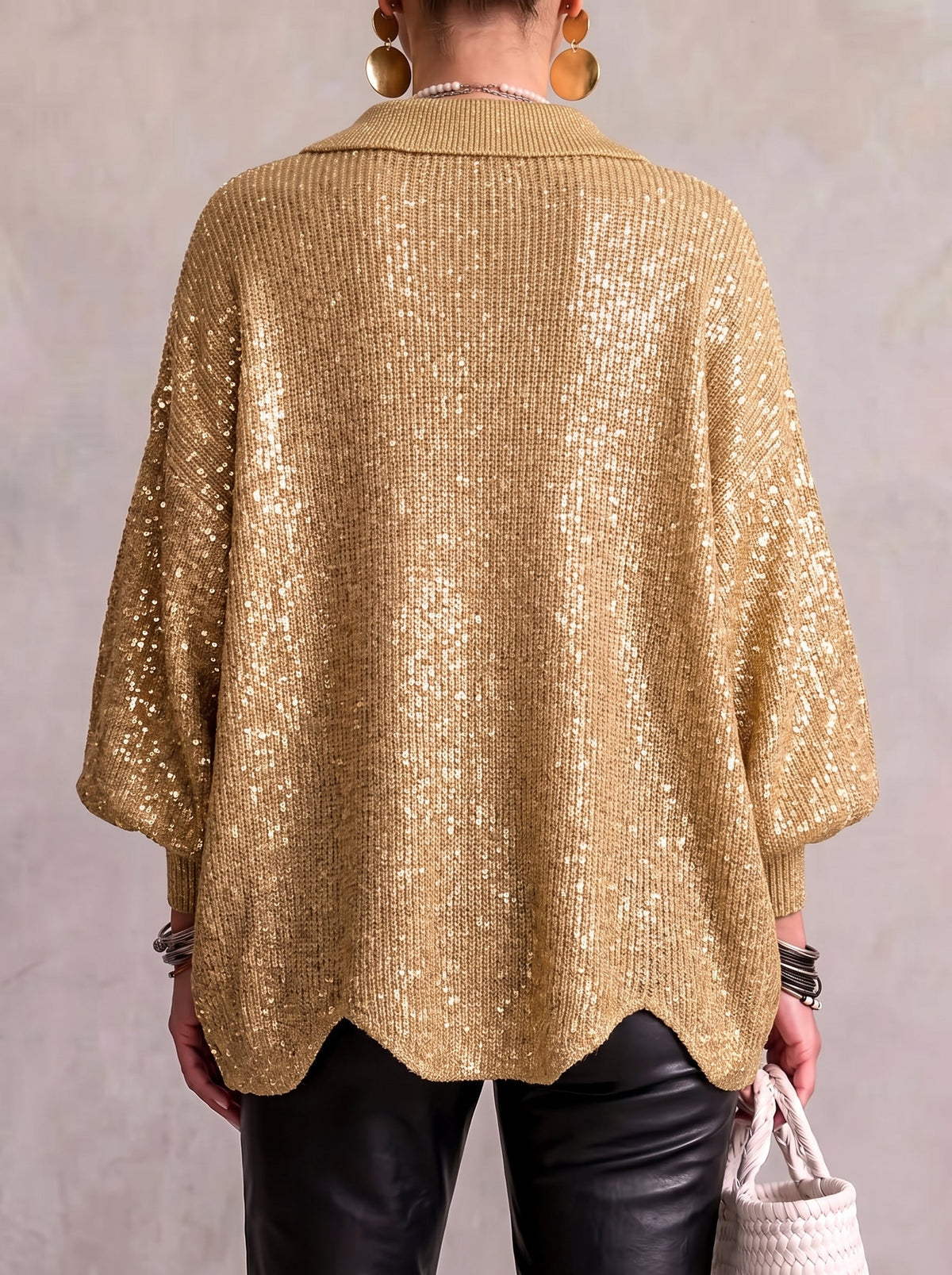 Cardigan lavorato a maglia con colletto oversize e grandi bottoni metallici