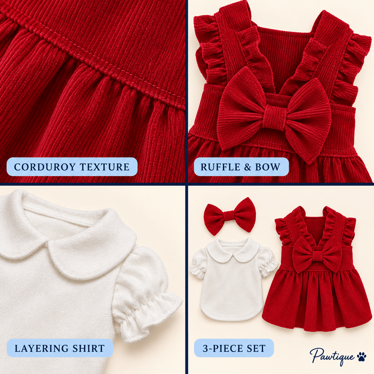 RubyBelle Three-Piece Dog Dress Set