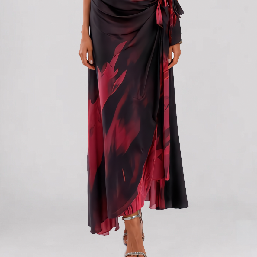 Allison Watercolor Wrap Dress | Scarlet Fire