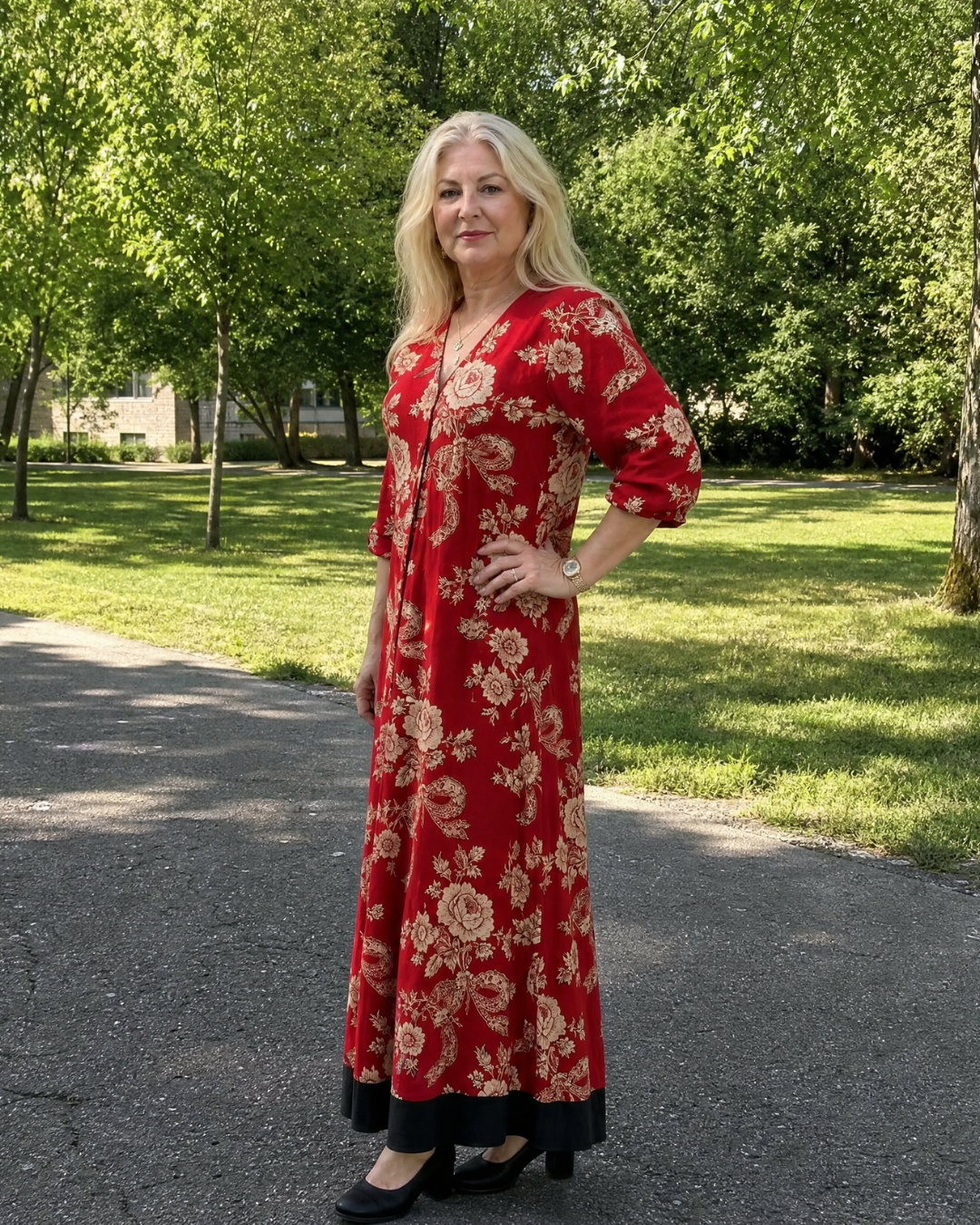 Romy | Abito midi boho con stampa floreale vintage