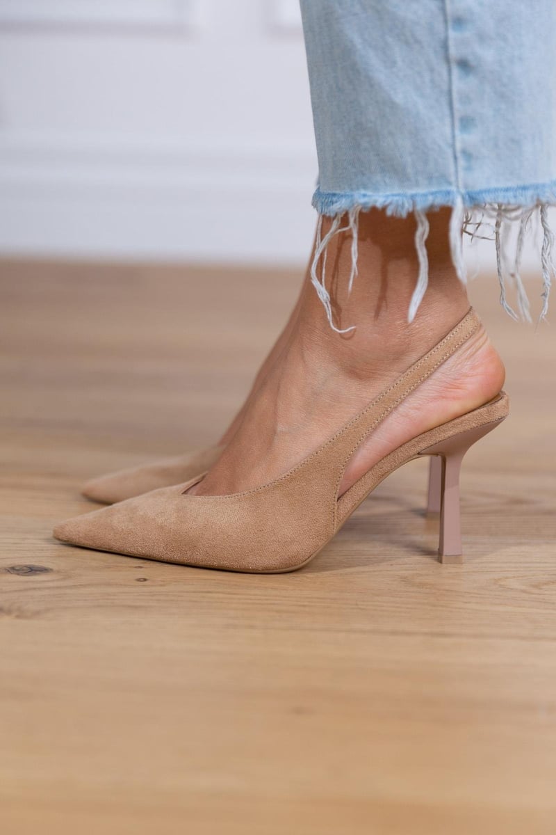 Marlene - Pumps slingback nude con un tacco sottile