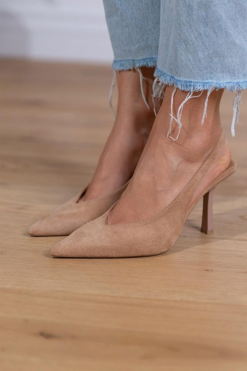 Marlene - Pumps slingback nude con un tacco sottile