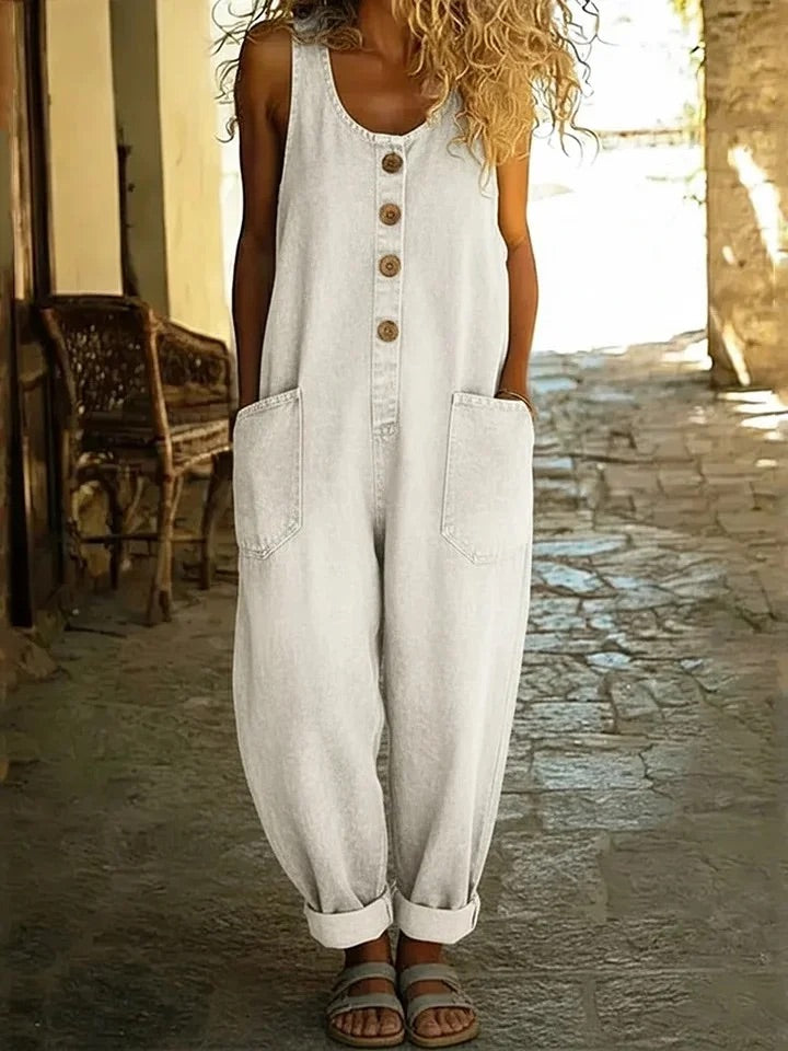 Nancy | Salopette in Denim di Cotone Lavato Vintage