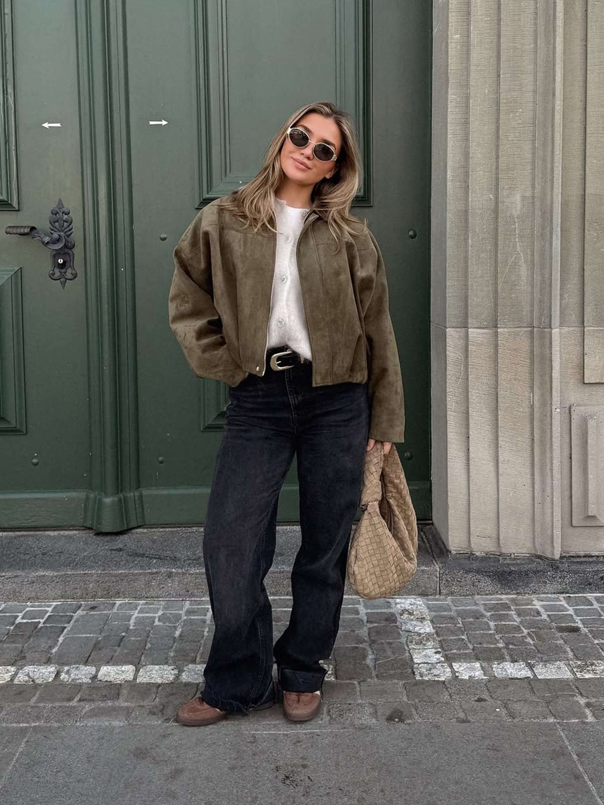 Lara Suede Bomber Jacket